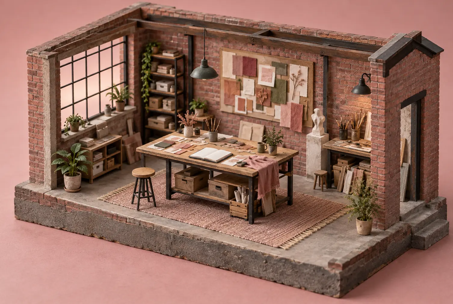Illustration of marketing and creative businesses and their working space